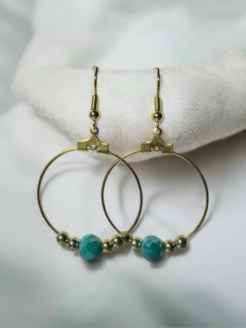 Blue & gold hoop earrings